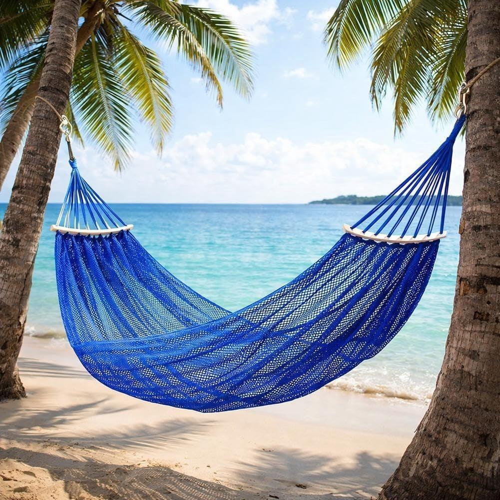 Hammock Without Stand, Portable Lightweight Camping Hammock with Tree Straps Storage Bag, Outdoor Rope Hammock Replacement for Travel