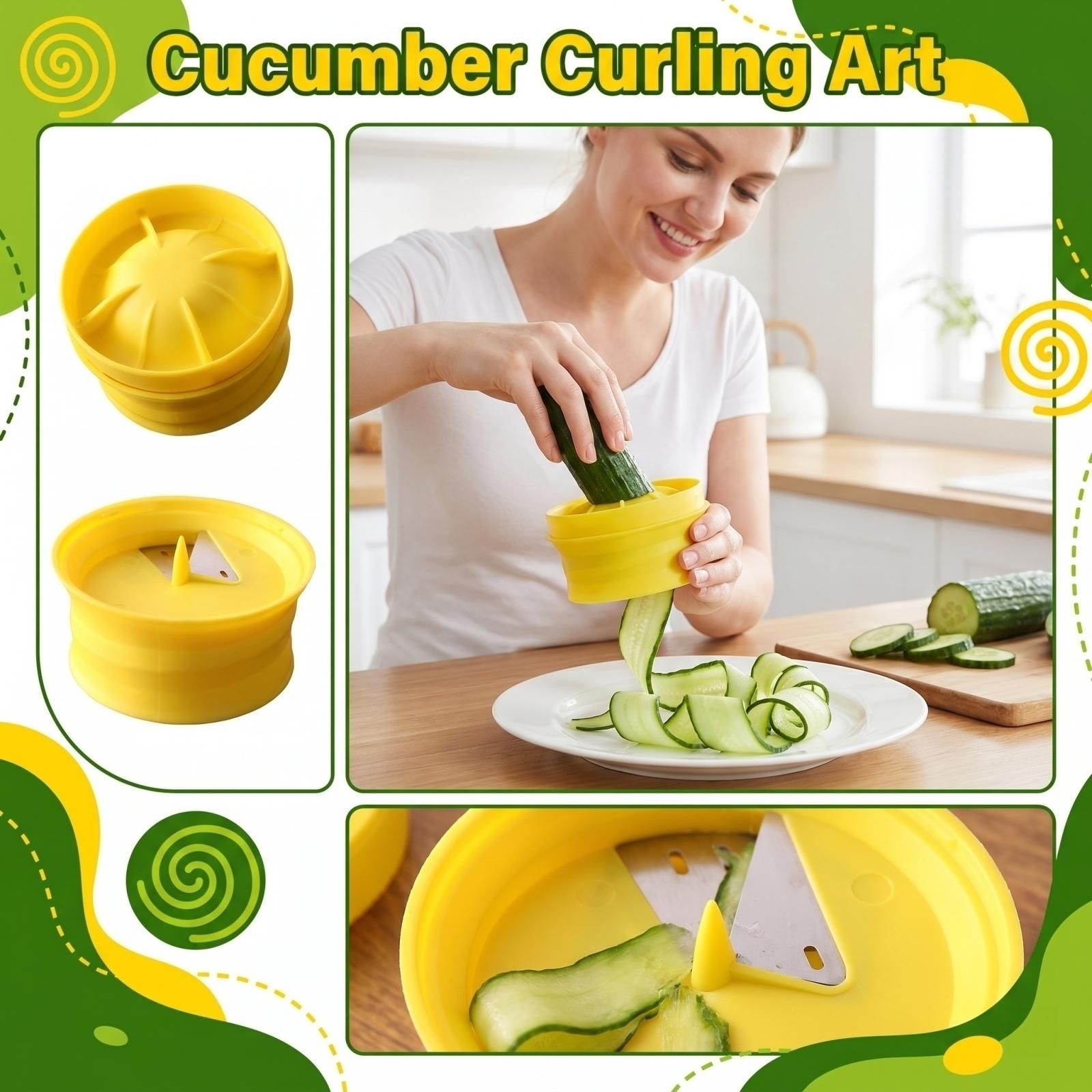 

Manual Vegetable Spiral Cutter for Home Use Cucumber Lemon Slicer Kitchen Tool Vegetable Ribbon Maker Spiralizer for Food Preparation One Size жёлтый