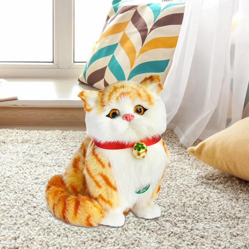 Realistic Cat Toy Pet Model Ornament Tail Moveable Lovely Cute Gift Kids