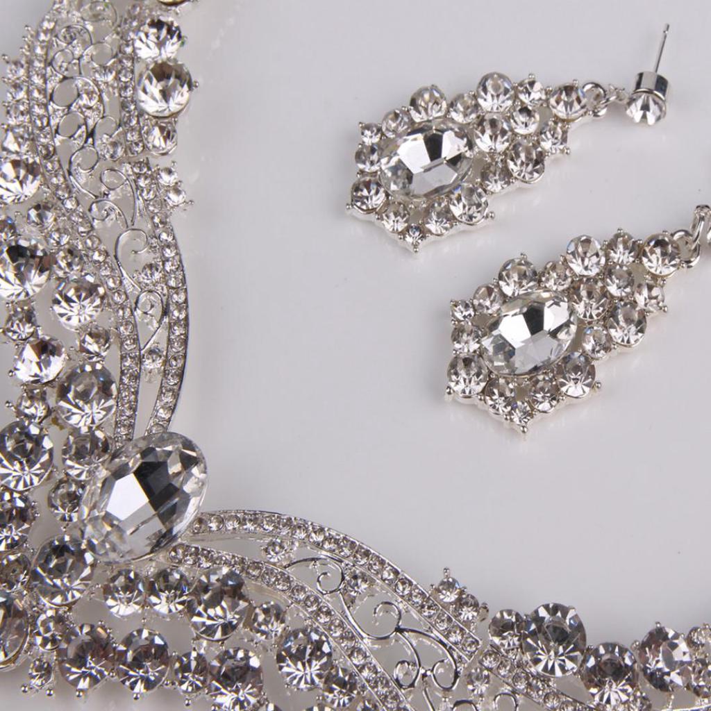 Wedding Bridal Queen Shiny Rhinestone Necklace Earrings Jewelry Set Dreamed Wedding Bridal Queen Shiny Rhinestone Necklace Earrings Jewelry Set Dreamed