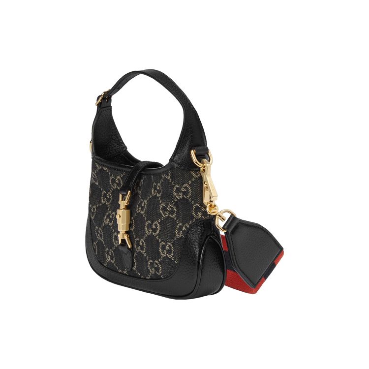 Gucci Jackie 1961 Borsa a Spalla Mini in Tela Monogramma e Pelle con Chiusura Dorata Borsa a Spalla da Donna Nera 685127-UN3AG-1294