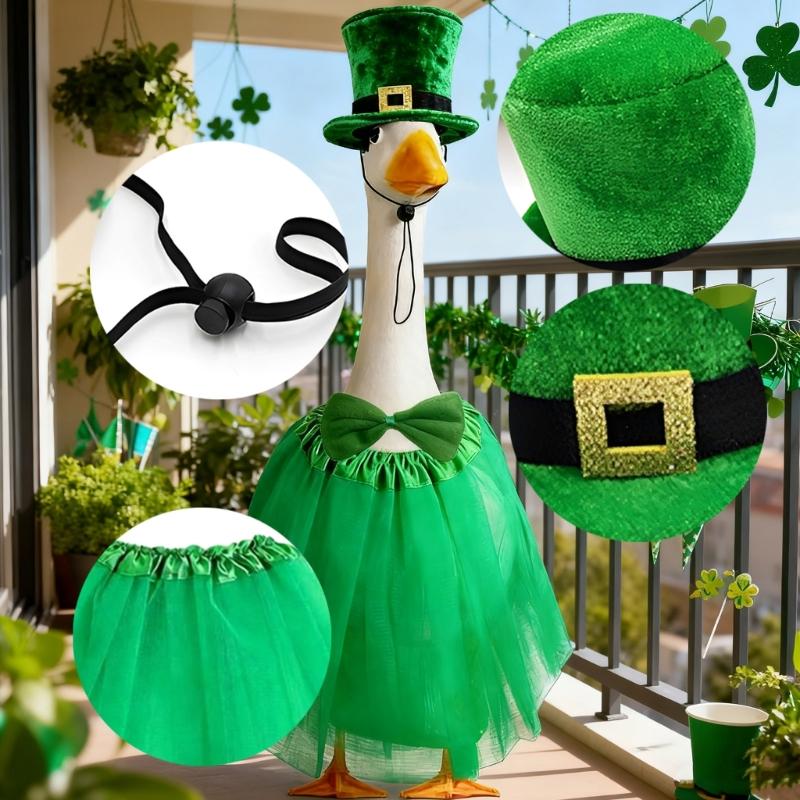Irish Themed Geese Outfit For Patio Decoration Perfect For Patricks Day Celebration And Spring Parties