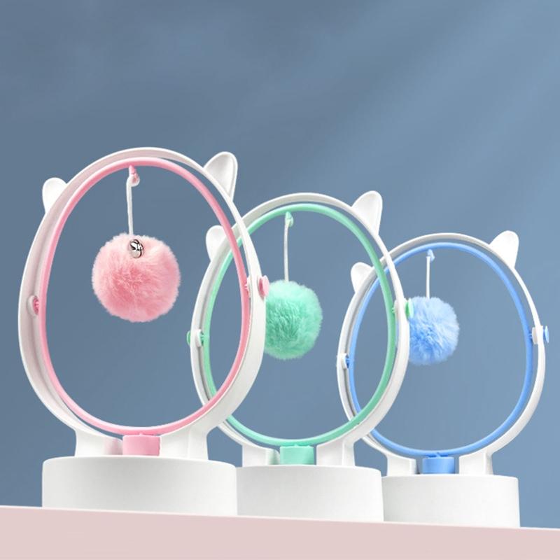Cat Toy Interactive Toys with Swinging Ball Replaceable Plush / Leaking Balls Battery Operated Perpetual Swing Toys for Kitten