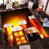 Beer Mug and Barrel Pattern Carpet with Golden Amber Theme for Home Decor Suitable for Use As an Anti-slip1 For1room and Bedroom Sofas