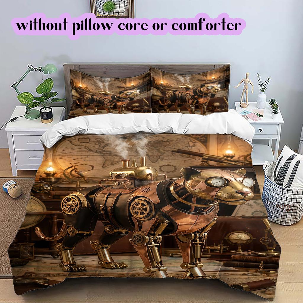 Medieval MachineryPattern Bedding Quilt Set Quilt Cover Pillowcase Home Decoration Birthday Gift (1 * duvet cover + 2 * pillowcase, without core)