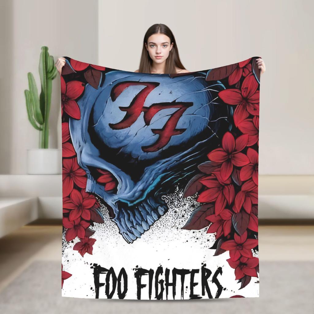 Fools Band F-Fighters Flannel Blanket Soft Durable Throw Blanket for Outdoor Travel Novelty Bedspread Sofa Bed Cover