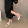 Niche Bow High-heeled Slippers French Small Sandals Muller Half Slippers New High-heeled Sandals Women's Summer Wear