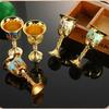 Europejski Wykwintny Zamek Puchar na Alkohole, Mini Szklanka do Wódki z Metalowym Reliefem, Przenośny Vintage Kielich, Dekoracja Pamiątkowa z Podróży, 1 szt.