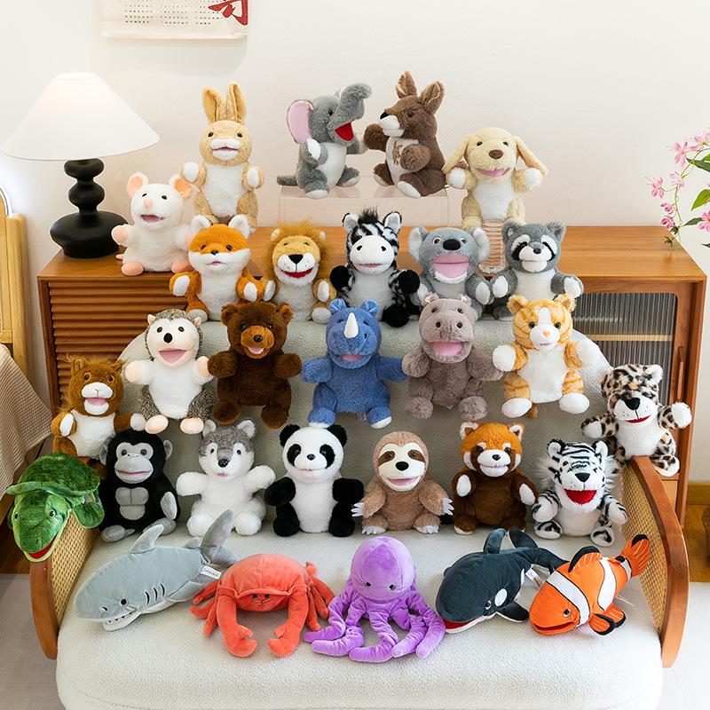 Bai Fen Bai Dolls And Toys Creative Panda Hand Puppet Plush Toy School Activity Props Children's Ocean Dolls Forest Animals