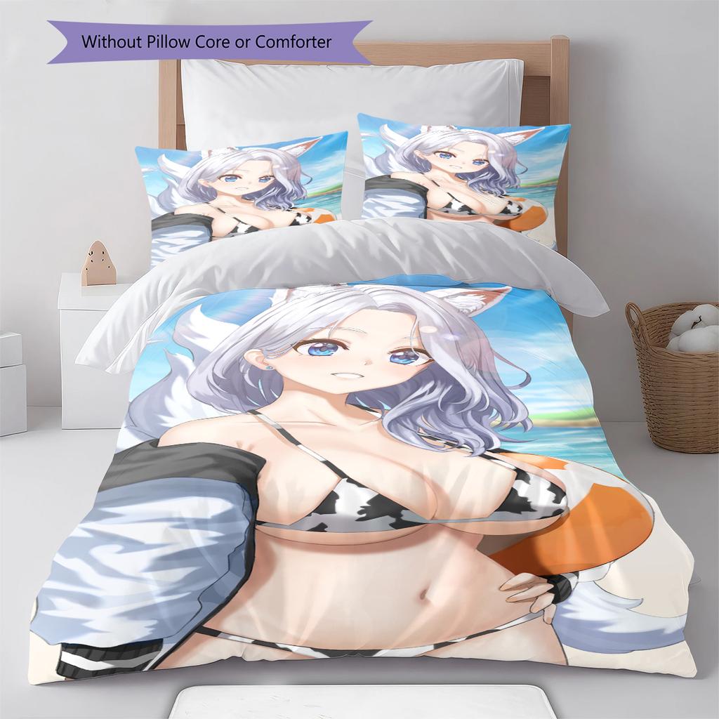 Anime-mönstrat sängkläder täcke set påslakan örngott Heminredning Födelsedagspresent (1 * påslakan + 2 * örngott, utan kärna)