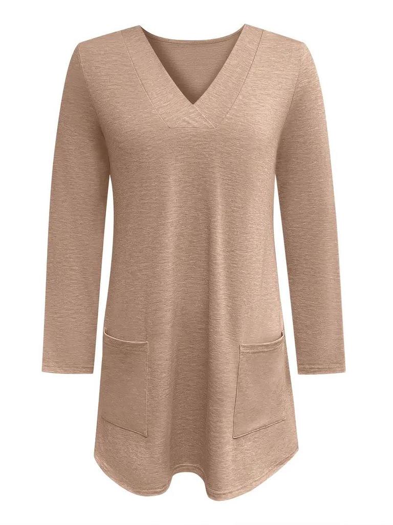 Elegant Women's Solid Long Top - 2025 Autumn/Winter Collection