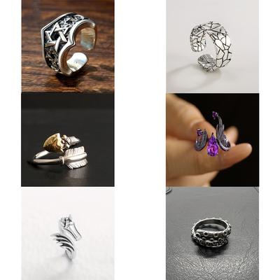 Simple Trend Fashion Retro Gothic Hip-hop Punk Mix Ring Personality Men and Women A Variety of Niche Party Ring Gift Accessories