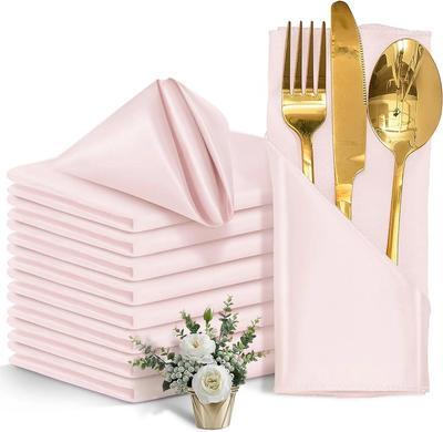 10PCS Pink Satin Napkin Serving Dinner Table 43cm*43cm Tea Towel Wedding Party Home Hotel Christmas Table Mat Home Decoration
