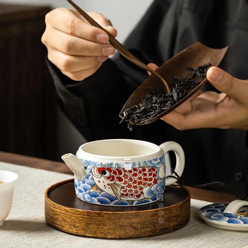 Keramische Teekanne Kung-Fu-Teekanne antikes blau-weißes Porzellan Haushalt High-End-Tee Einzelkanne A2O4Z6