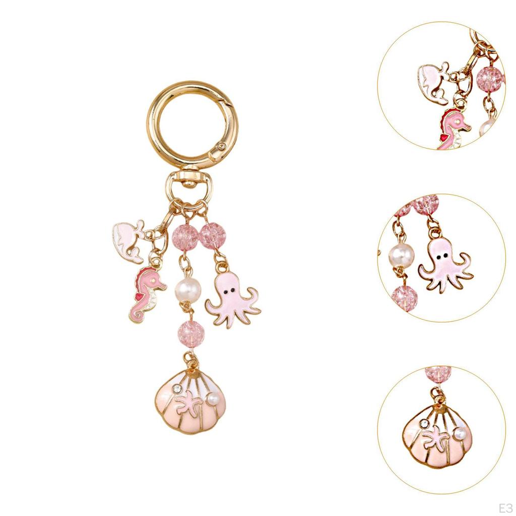 Beach Keychain Bag Pendant Creative Ornament Funny Unique Women Girls Car Keyring Key Chain for
