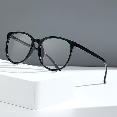 Unisex Round Frame Blue Light Blocking Spectacles Full Rim PC Material Eyeglasses with Case
