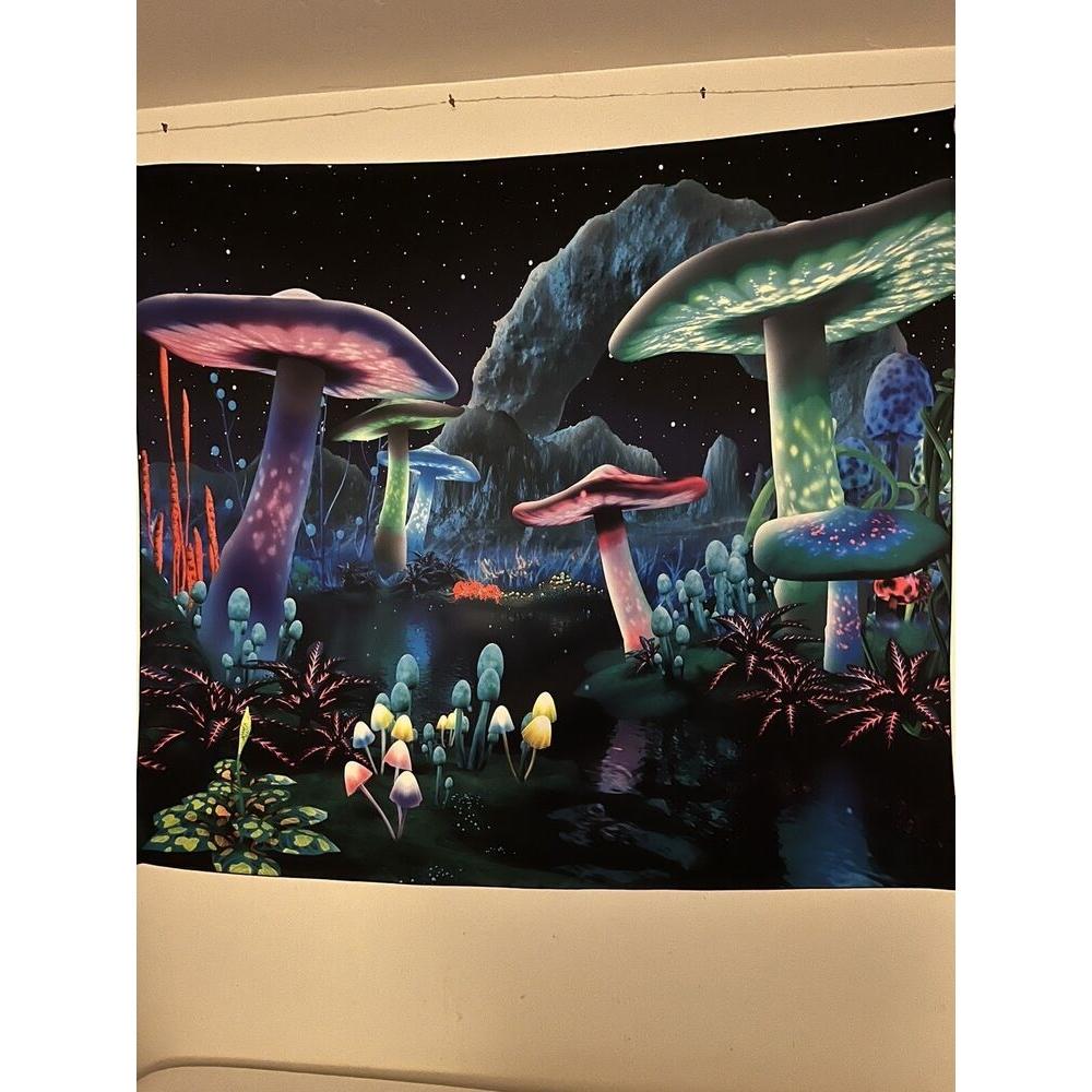 Trippy Mushroom Tapestry Psychedelic Wall Art 75x100
