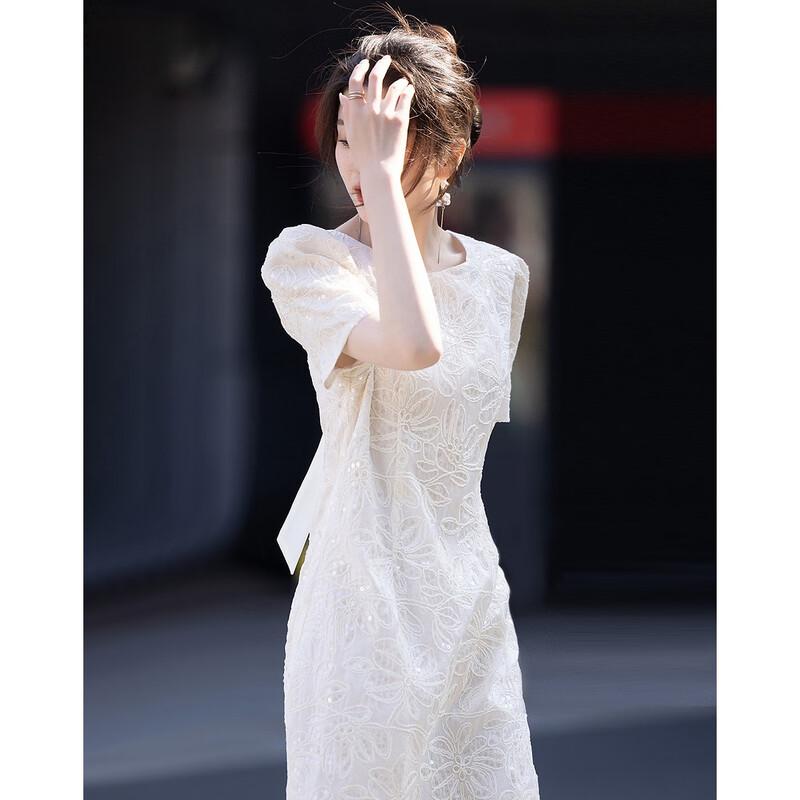 

Demana Chic Embroidered Lace Sequin Midi Dress XL