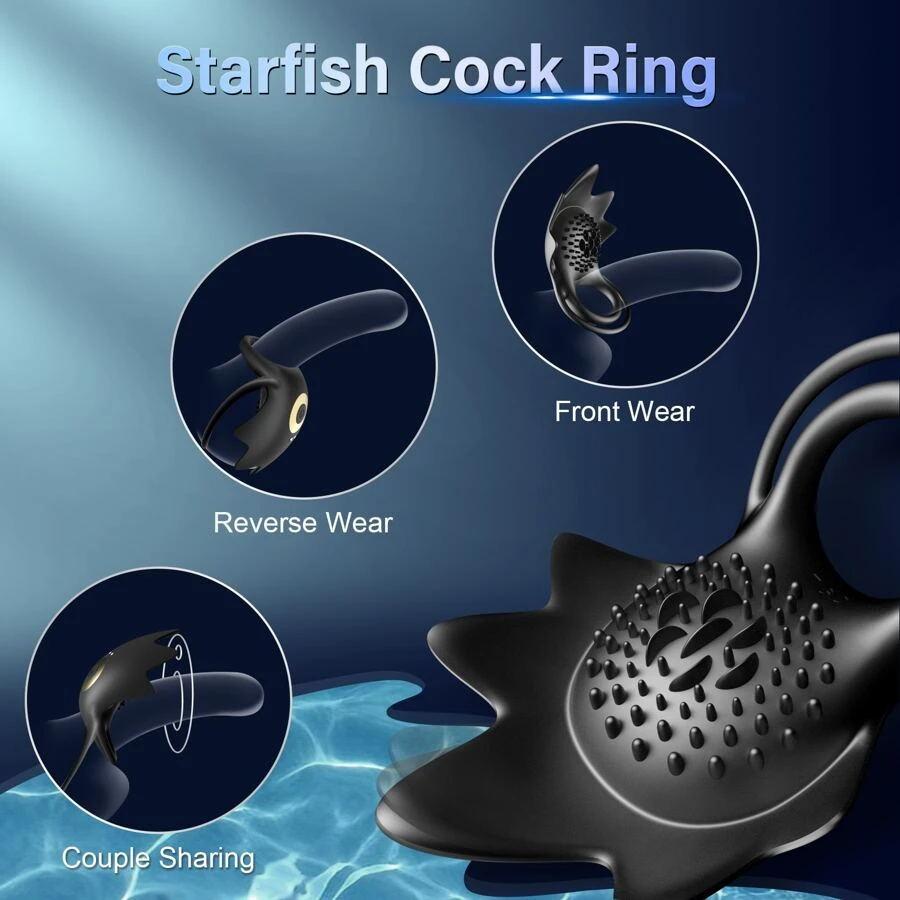 Vibrating Penis Ring Cock Ring Vibrator Male Penis Ring Masturbator Silicone Ring Vibrator Penis Ring for Masturbation Time Delay Male Adult Toys