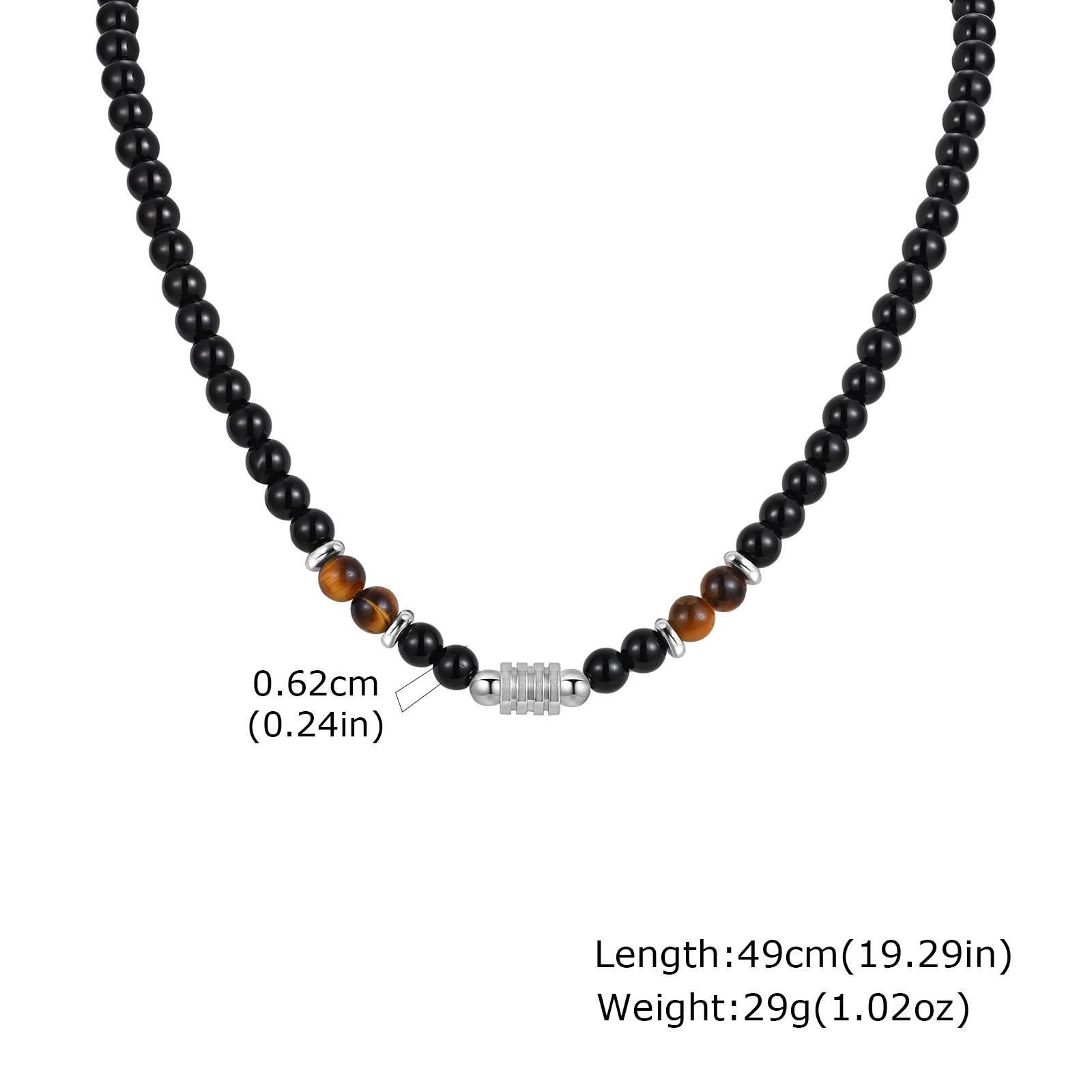 

Boho Natural Tiger Eye Stone Beaded Necklaces for Men Stainless Steel OT Buckle Collar Necklace Trendy Vintage Jewelry Gift