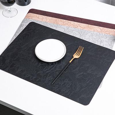 Suporturi de masă dreptunghiulare de înaltă calitate, antiderapante, cu flori 3D sculptate, suporturi de masă pentru masă, piele PU, rezistente la ulei, coaster el