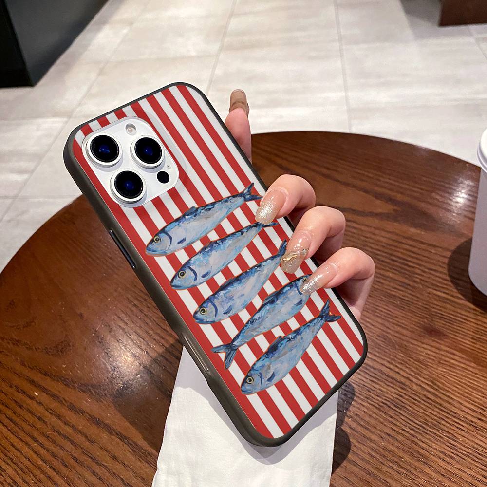 Sardines Soft Corrugated Transparent Phone Case For IPhone 17 15 16 11 12 13 14 Pro Max Plus Pro