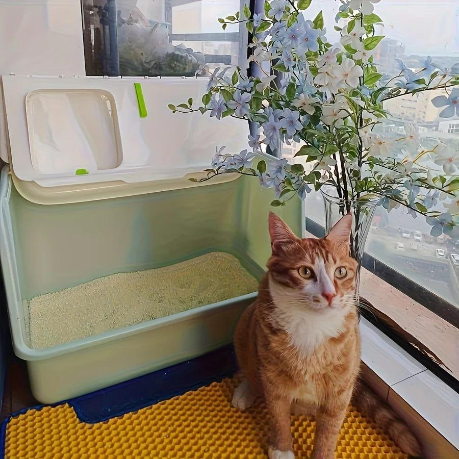 Extra Large Cat Toilet, Portable Detachable Litter Box, 2 Doors, with Handle, Suitable for Cats Under 20kg/44lb