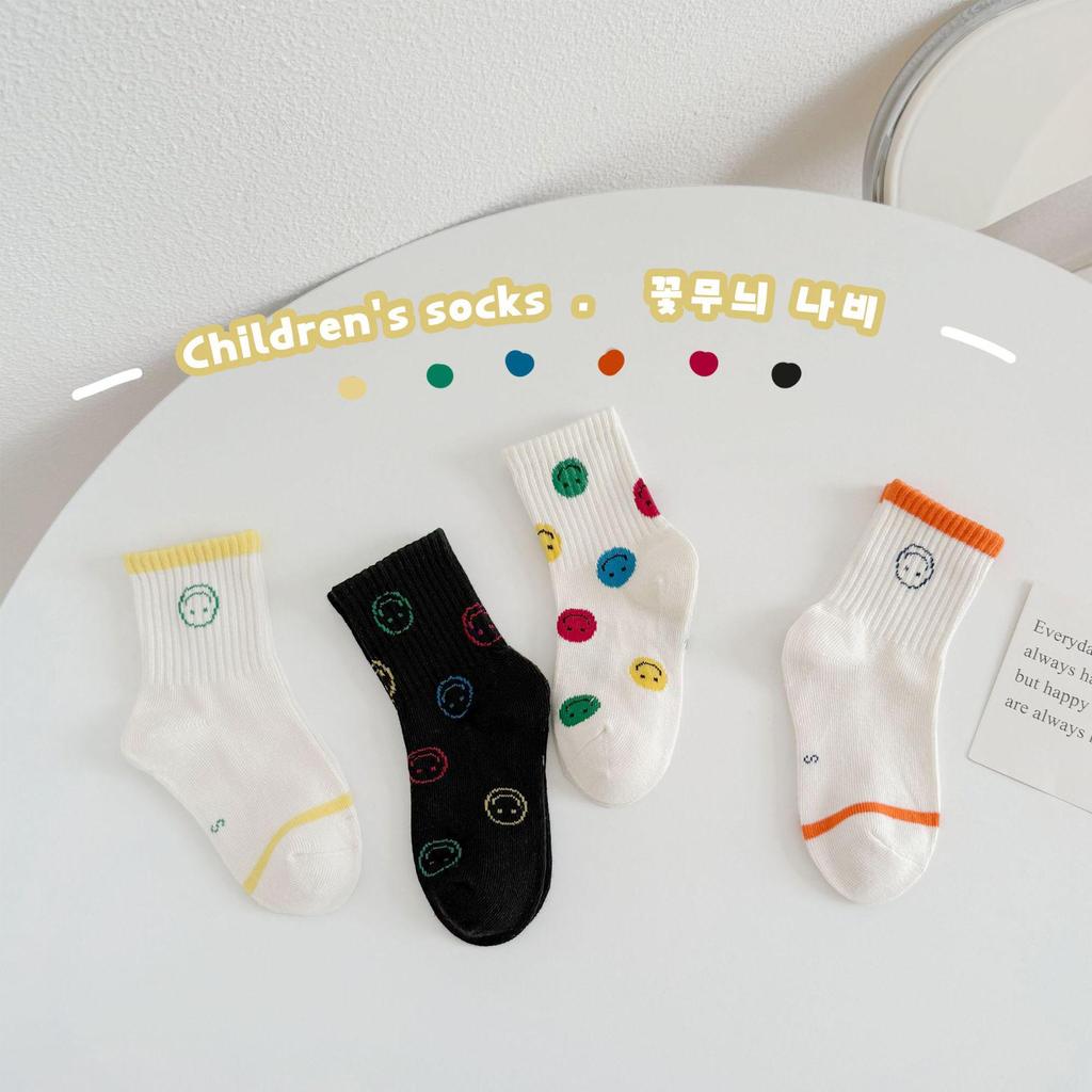 Дитячі осінні шкарпетки до середини гомілки з мультяшними горошками - Універсальний корейський стиль для хлопчиків та дівчаток