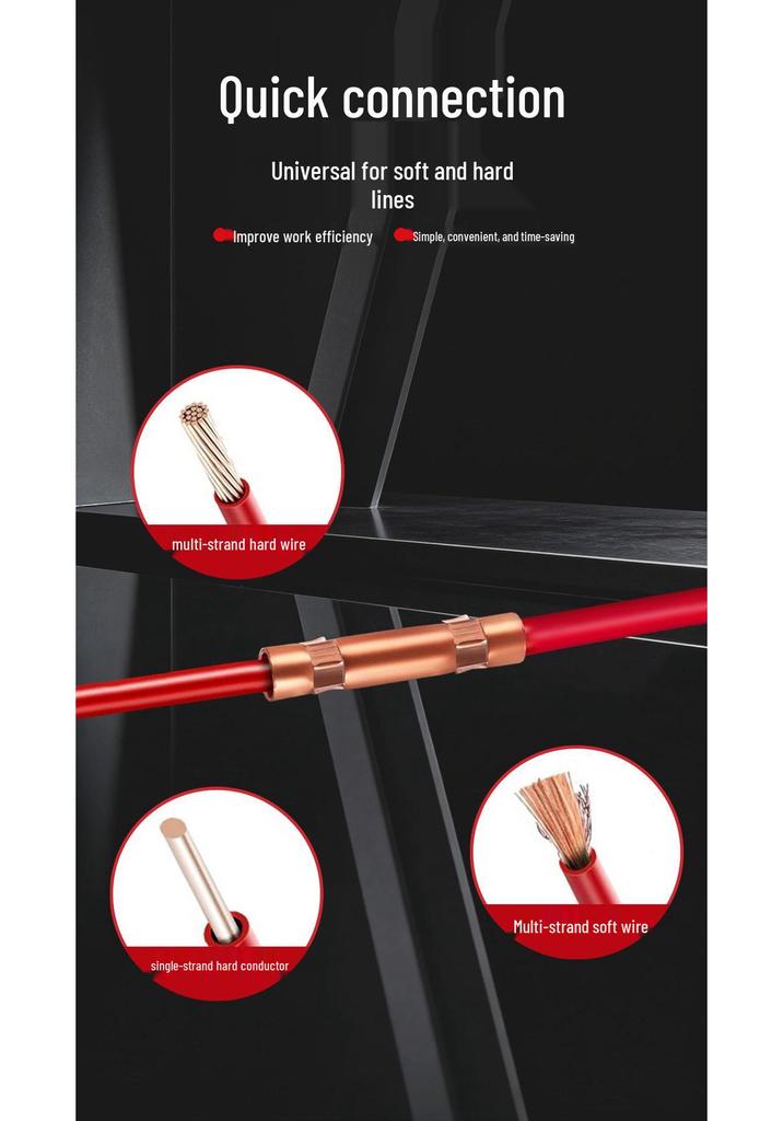 GTG Red Copper Cold Crimp Splice Terminal Connector Tube