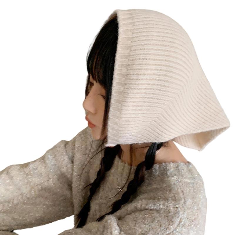 Thicken Knit Triangle Scarf Soft Wool Head Wrap Unisex Unique Style Headscarf For Women Men Outdoor Travel Accessory