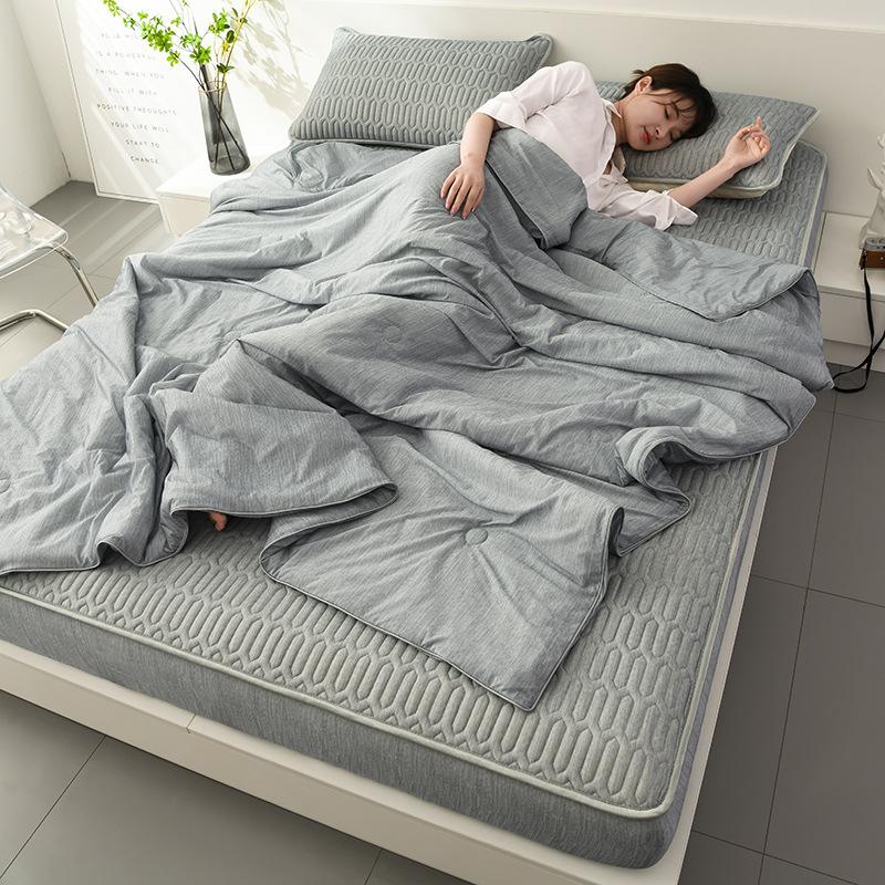 New Pure Color Ice Silk Summer Quilt Four-Piece Latex Bed Cover Cool Silk Air Conditioning Quilt Summer Cool Quilt