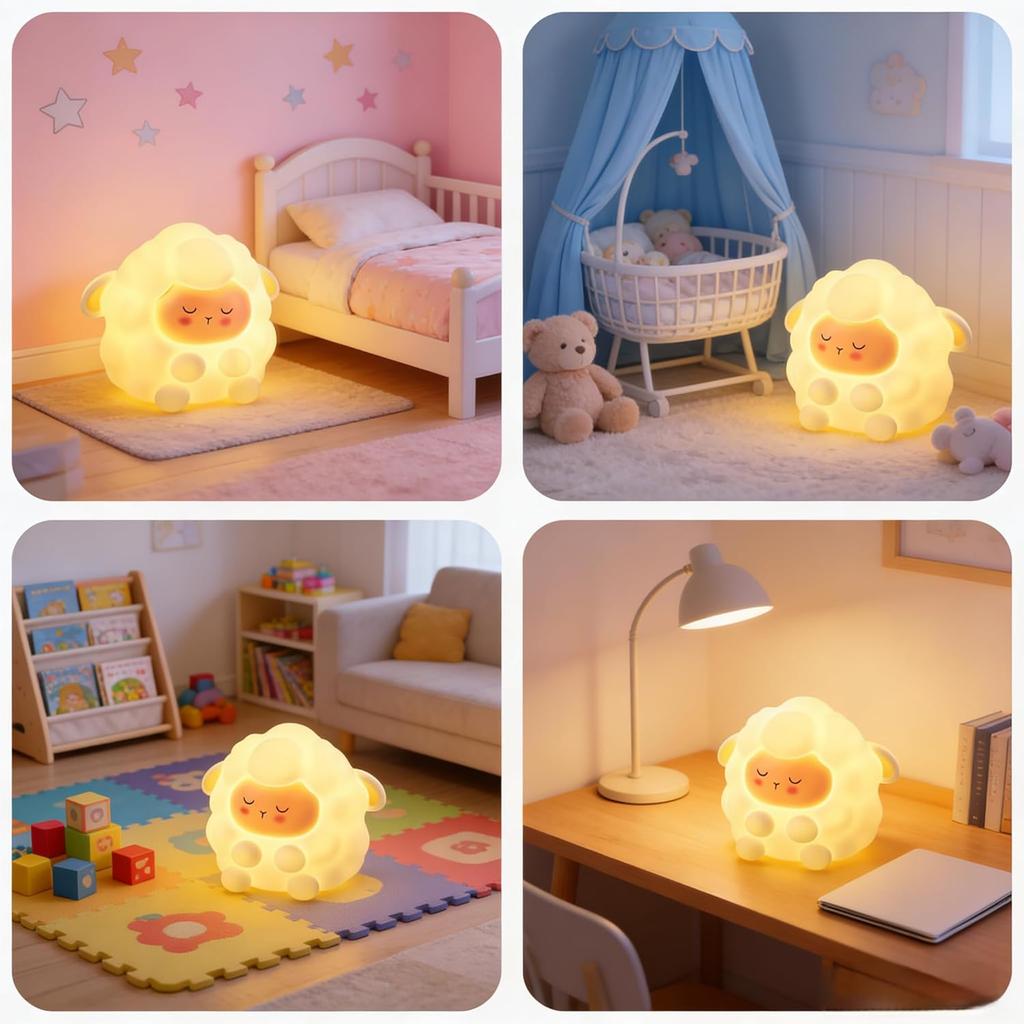 Soft and Pinchable Small Gift Sheep Charging Night Light Bedroom Bedhead Sleep Light Cute Cartoon Soft Light Atmosphere Light