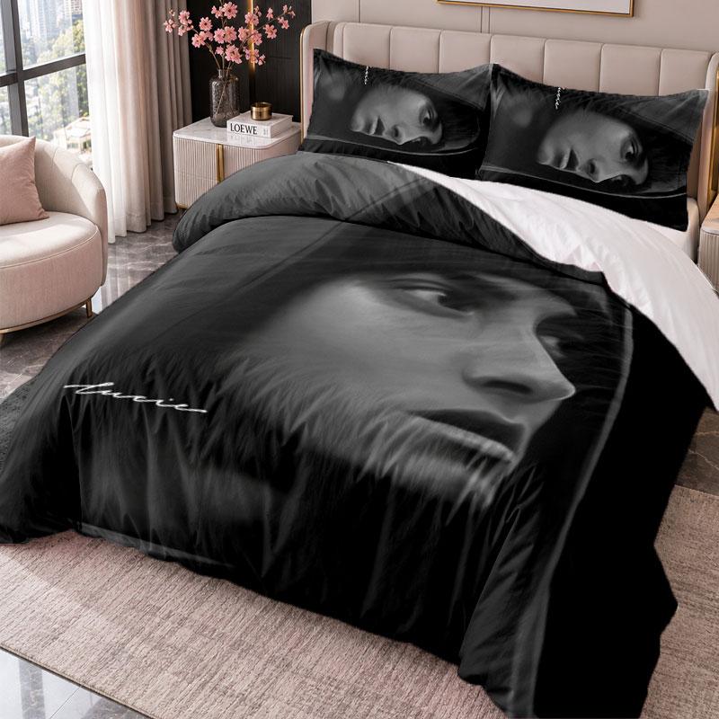 Eminem 3-teiliges Bettwäsche-Set Bettbezug mit zwei Kissenbezügen für Schlafzimmer Heimdekoration