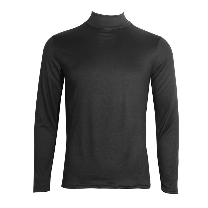 Youth Mens Turtleneck Long Sleeve T-Shirt Solid Color Slim Fit Thin Casual Fashion Basic Top