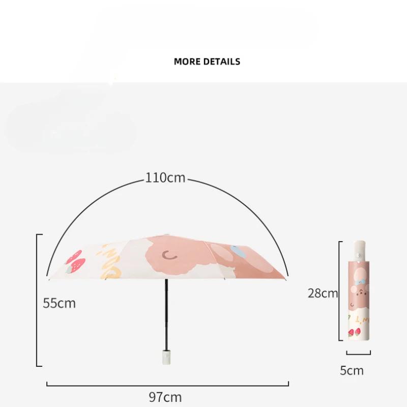 Mini Faltbarer Automatischer Regenschirm Anti-UV Sonnenschirm Cartoon Bär Tragbarer Erwachsenen- und Kinder-Sonnenschirm Regenschirm