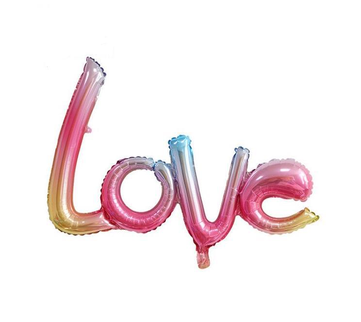 

Wedding Wedding Room Decoration Supplies Qixi Festival Conjoined Letters Gradual Change And Write Love Aluminum Film Balloon gradual change cute love