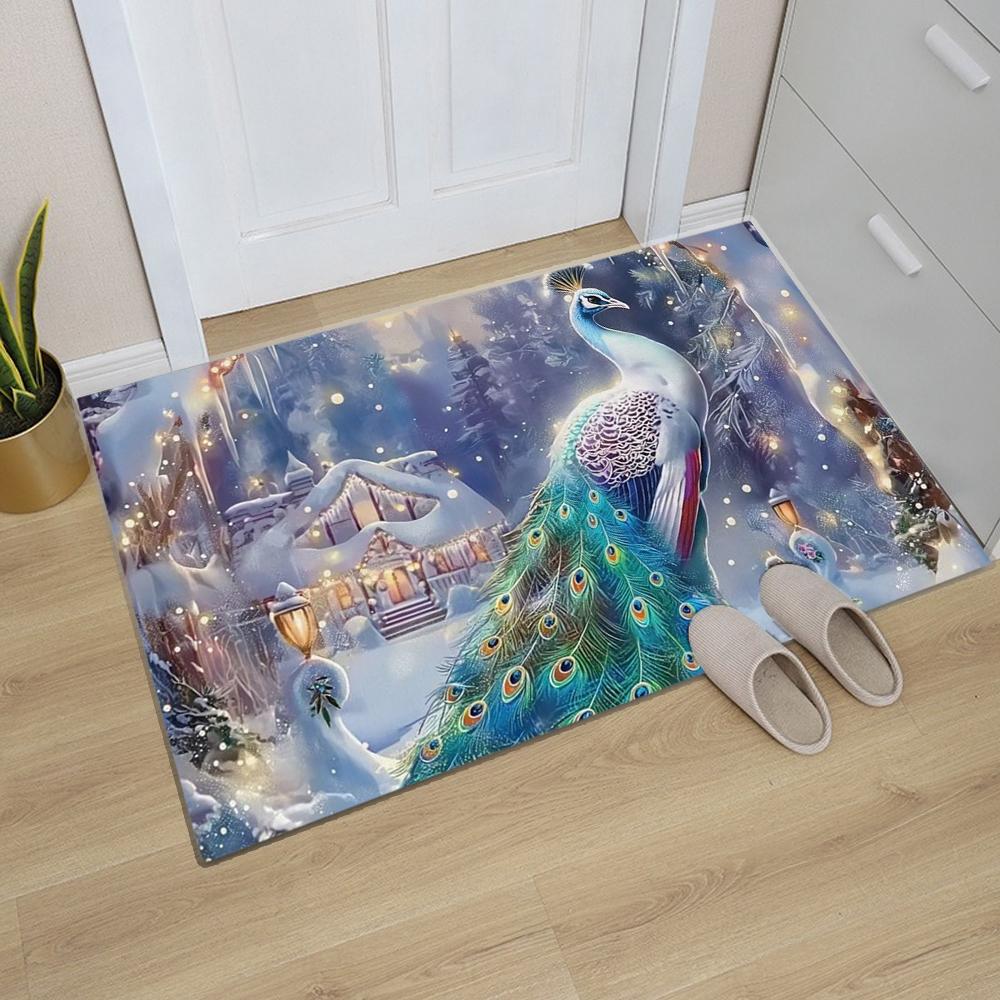 Peacock Printed Kitchen Carpet Living Room Dining Room Laundry Floor Mat Bath Balcony Hallway Non-slip Door Mat