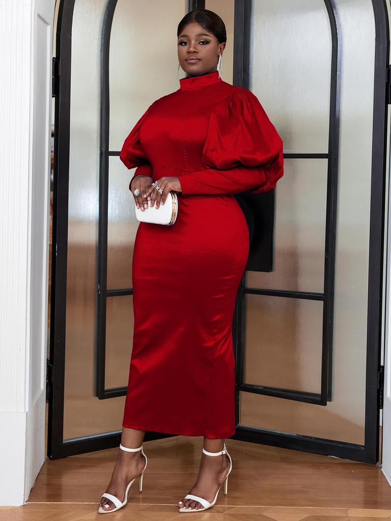 AOMEI Elegant Dresses for Women Puffy Long Sleeves Slim Fit Bright Sparkly Dress Large Size Classy Birthday Christmas Celebrity Outfits