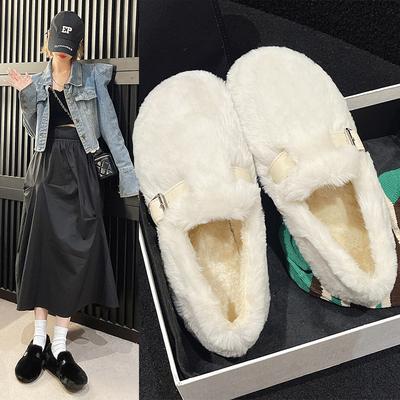 Mao Mao Shoes Women's Winter Flat-bottomed New Lazy Shoes Cotton Shoes Warm Doudou Women's Shoes