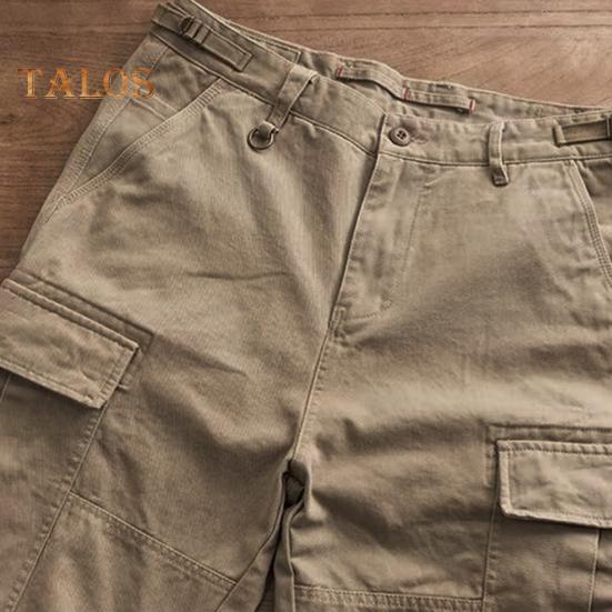 Men Cargo Pants Loose Solid Color Vintage Style High Street Style Wide Leg Straight Leg Multi Pockets Streetwear Outdoor Travel Trousers