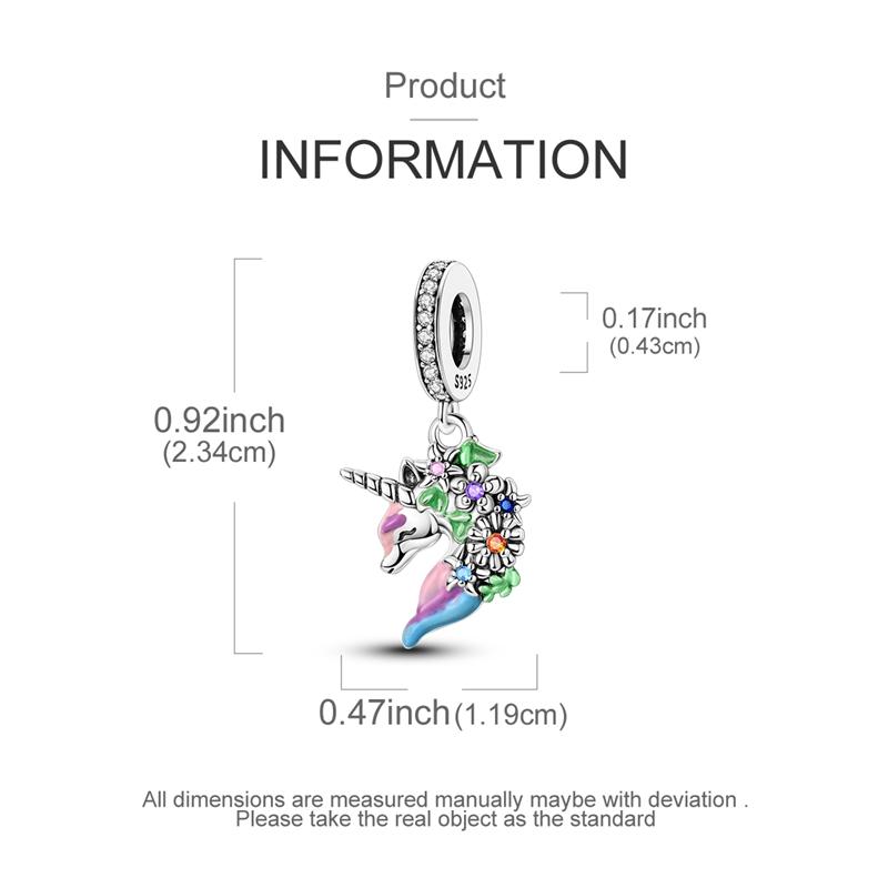 Charms Original Kupfer Glücksbringer Bunt Einhorn Anhänger Perlen Passend für Armband Damen Schmuck Diy Feines Geschenk Zubehör