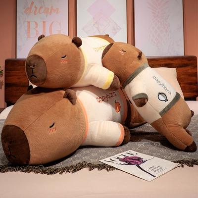 Kapibala Doll Boy and Girl On Bed with Legs Clipped Sleeping Pillow Capybara Doll Plush Toy Rag Doll Gift