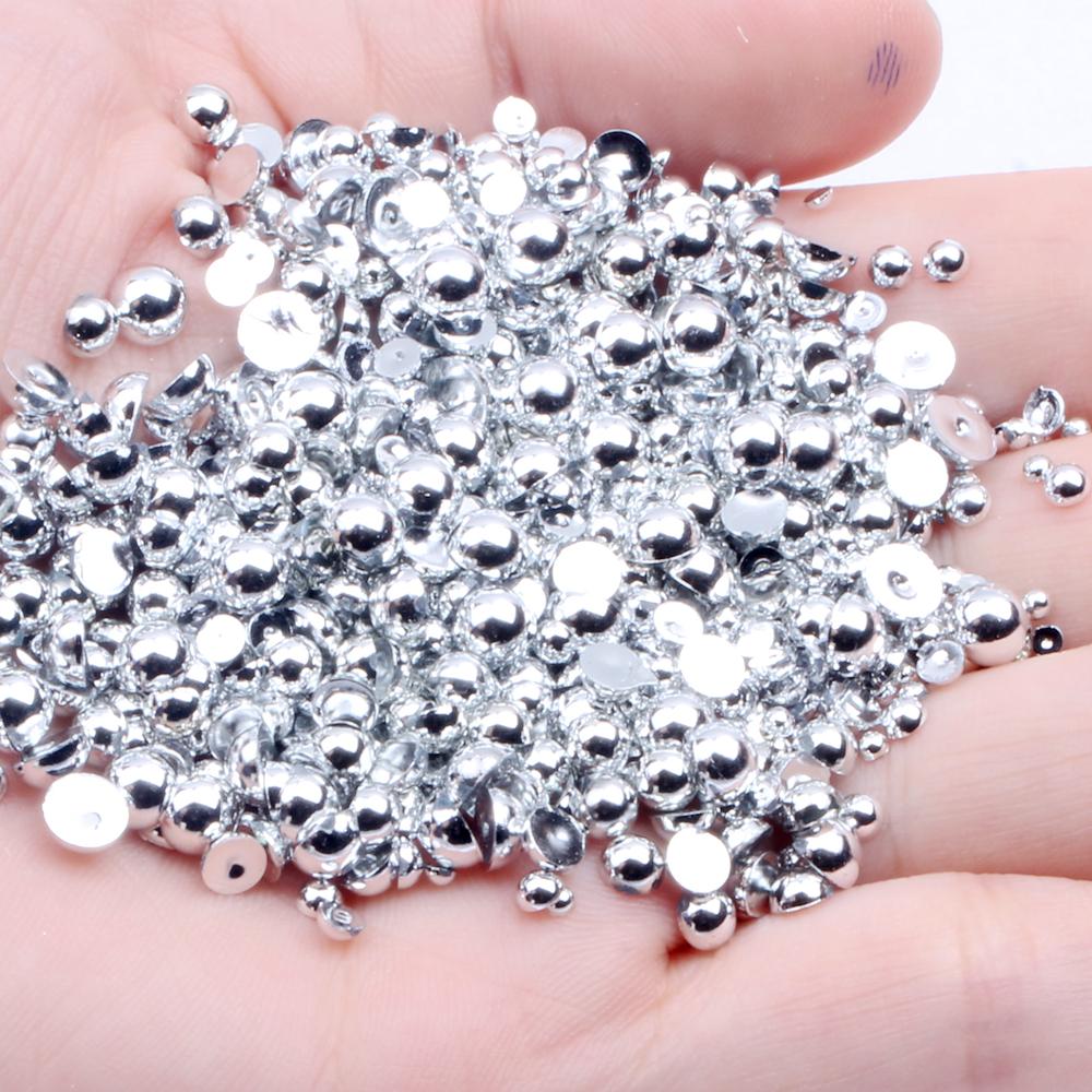 Resin Half Round Flatback Beads 2-6mm Mix Size Glue on Loose Rhinestones for Clothes Dresses DIY Crafts Scrapbook Decoration