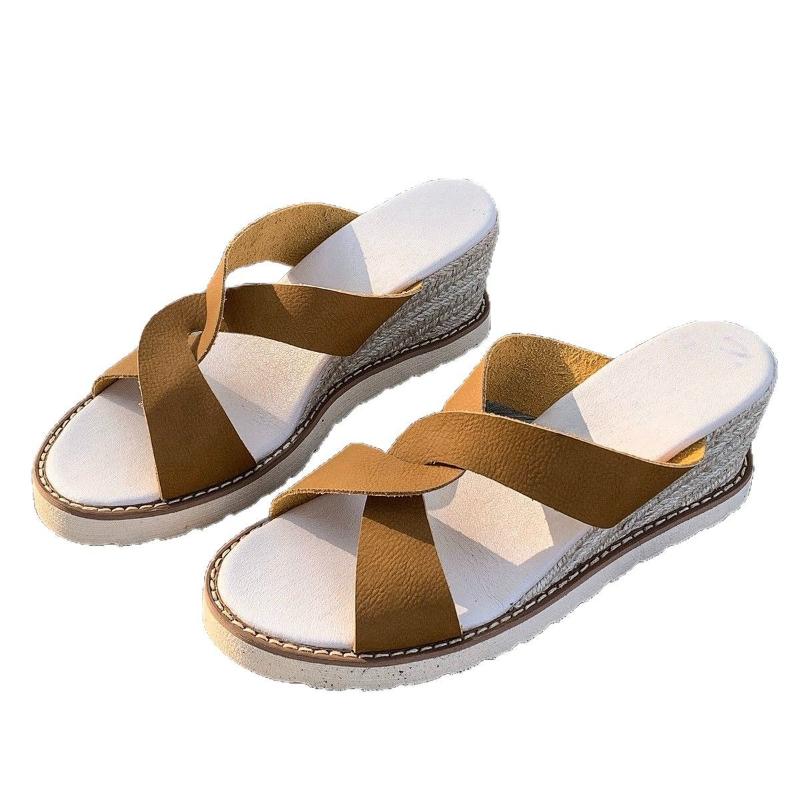 Damen Mode Dicke Sohle Hausschuhe Minimal Runde Spitze Offene Zehen Keilabsatz Schuhe Lässig Leicht Outdoor Wandersandalen