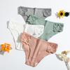 New Pure Cotton Threaded Women's Briefs Solid Color Low Waist Lace Breathable Double-layer Girls' Underwear