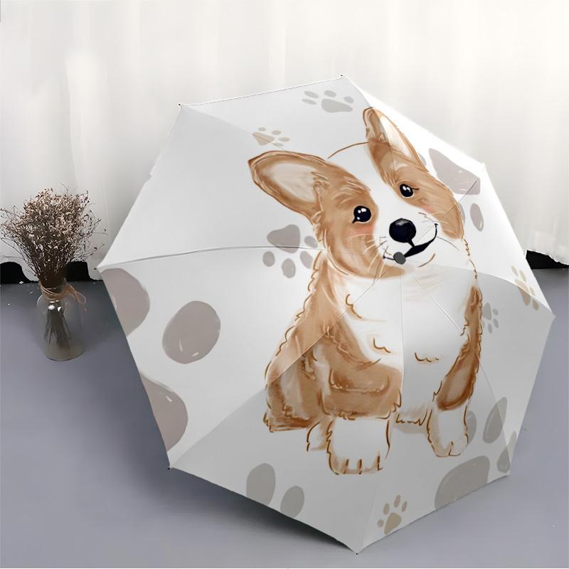 1pc Corgi Dog Automatic Folding Umbrella & Self-Folding Canopy - Heavy-Duty 8-Rib Iron Frameyy251231005