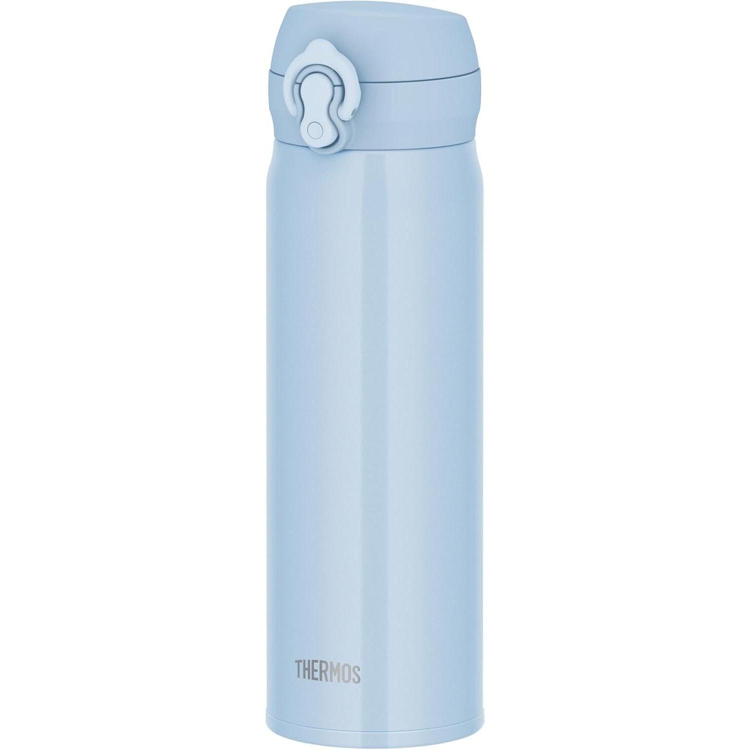 Thermos Bottle Vacuum Insulated Travel Mug 500ml Ice Blue Dishwasher Safe Model Detachable Drinking Spout Easy Clean Lightweight One-Touch Open Steel