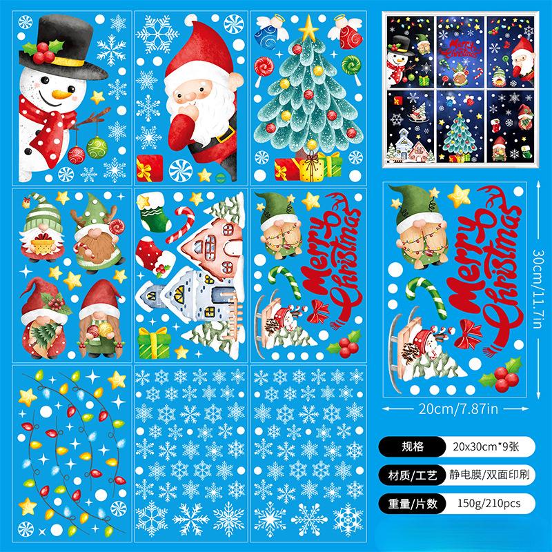 9 st Snöflinga Julfönsterdekaler Rådjur Nyårsdekal Väggdekal Vit Jul Elektrostatisk Klistermärke Dekorationer