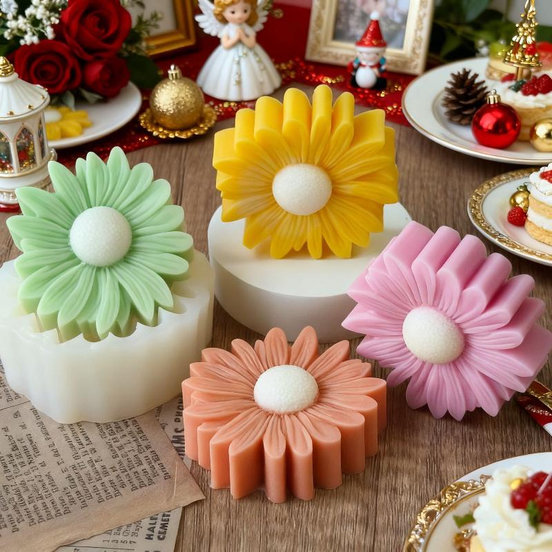 3D Sunflower Candle Silicone Mold Diy Daisy Flower Soap Gypsum Resin Handicrafts Cement Handcrafted Chocolate Cake Baking Tools