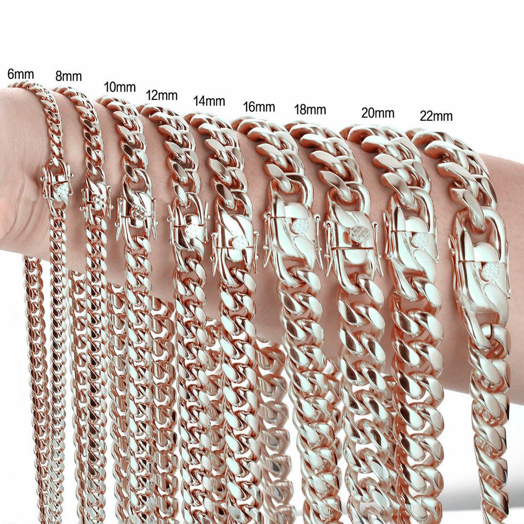 6-18mm Heavy Women Mens Miami Cuban Link Chain Silvery Stainless Steel Necklace